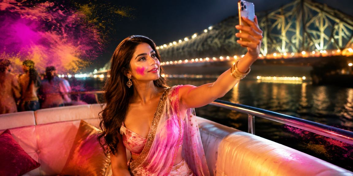 Mobile casino gaming at Kolkata during Holi festival, showcasing vibrant culture and vibrant atmosphere in India